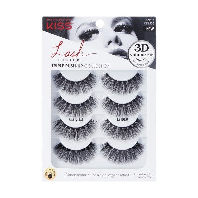 KISS Products Lash Couture 3D Push-Up False Eyelashes Babydoll 4ct - New