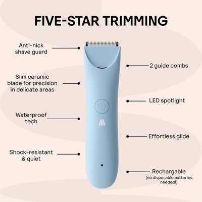 Meridian Slimmer Trimmer, Precision Pubic; Body Hair Trimmer for Women and Men Sky Blue - Imperfect Box