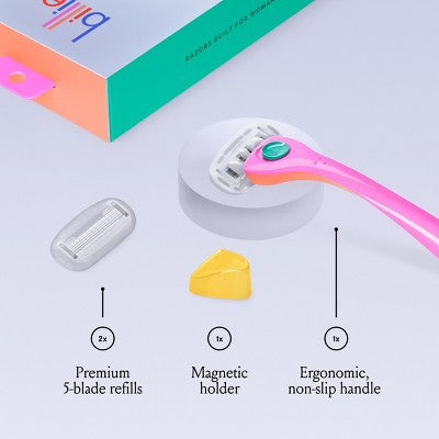 Billie Women's Malibu Razor Kit  1 Handle + Magnetic Holder + 2 Blade Refills - Imperfect Box