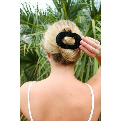 TELETIES Medium Flat Round Hair Clip Jet Black - New