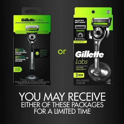 Gillette Labs Exfoliating Bar Razor + 2 Razor Blade Refills & Premium Magnetic Stand - Imperfect Box