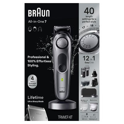 Braun Series 7 AiO7440 Rechargeable 12-in-1 Body, Beard & Hair Trimmer - Imperfect Box