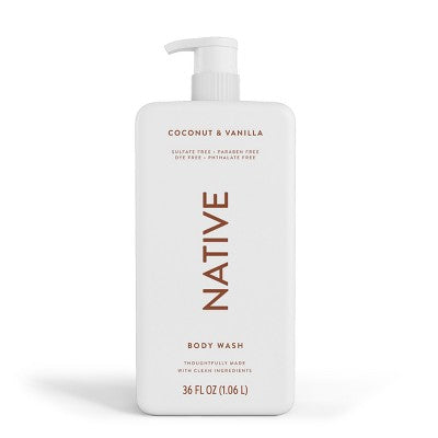 Native Sulfate Free Body Wash Coconut; Vanilla 36 fl oz - Imperfect Container