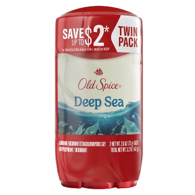 Old Spice Deep Sea Solid Antiperspirant & Deodorant for Men Sea Mineral Scent 2.6oz/2pk - New