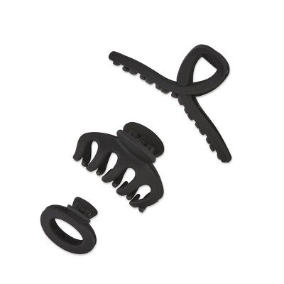 scunci Assorted Styles Claw Clips Matte Black All Hair 3pcs - Imperfect Box
