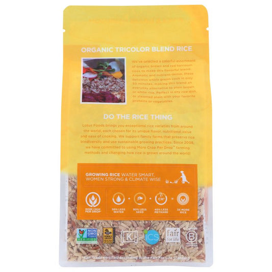 Organic Tricolor Blend Rice by Lotus Foods, Case of 6 - 15 Oz. Per Package