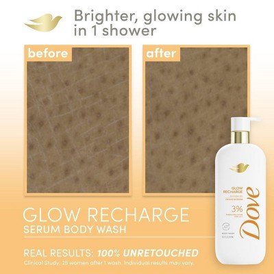 Dove Beauty Serum Body Wash for Women with 3% Brightening Serum + Vitamin C Glow Recharge  18.5 fl oz - Imperfect Container