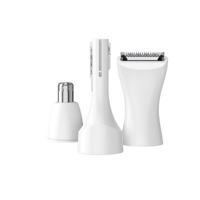 Conair Girlbomb Wet and Dry Cordless Rechargeable Face Shaver with Nose, Ear, Eyebrow and Bikini Trimmer Attachments Set 6pc - Imperfect Box