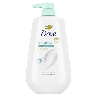 Dove Beauty Sensitive Skin Body Wash Pump 24hr Lotion Soft Skin 30.6 fl oz - New
