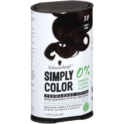 Schwarzkopf Simply Color Hair Color 3.0 Darkest Brown 5.7 fl oz - Imperfect Box