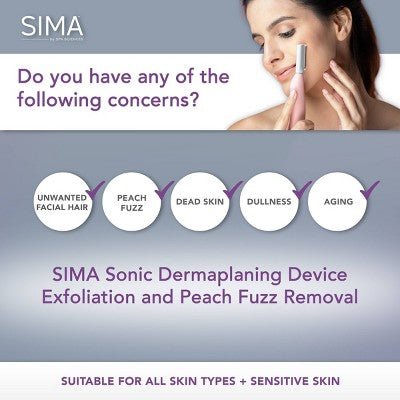 Spa Sciences SIMA Deluxe Sonic Dermaplaning Tool for Exfoliation & Peach Fuzz Removal - Imperfect Box