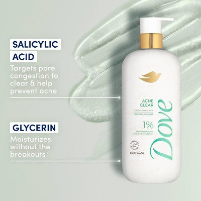 Dove Serum Body Wash with 1% Clearing Salicylic Acid Acne Clear 18.5 fl oz - Imperfect Container