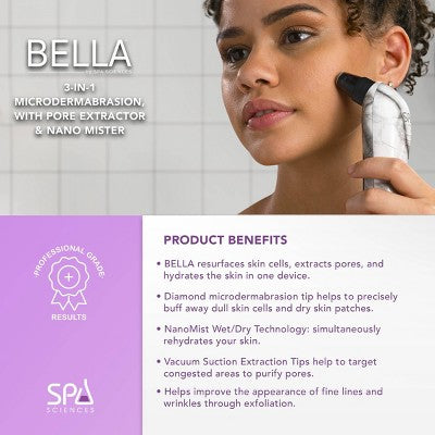 Spa Sciences BELLA 3-in-1 Diamond Tip Microdermabrasion System, with Nano Mist; Pore Extraction - Imperfect Box