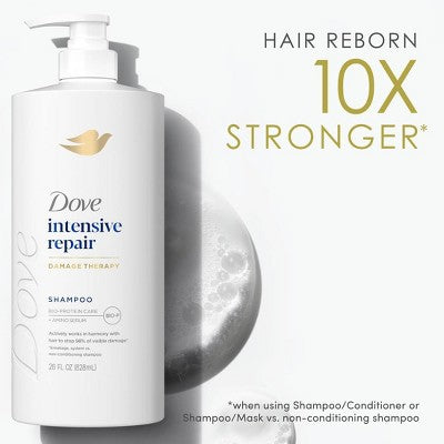 Dove Beauty Intensive Repair Hair Shampoo Pump with Glutamic Amino Serum & Bio-Protein Care 28 fl oz - New
