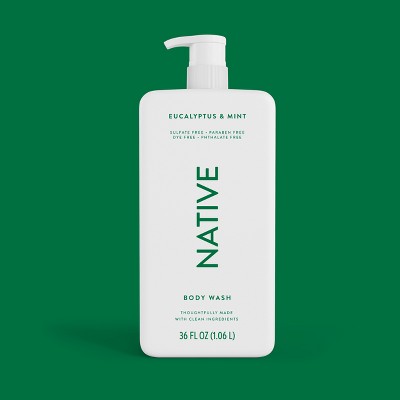 Native Body Wash for Men & Women - Eucalyptus & Mint Sulfate Free with Pump 36 fl oz - Imperfect Container
