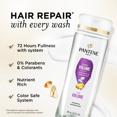 Pantene Pro-V Sheer Volume Shampoo 12 fl oz - Imperfect Container
