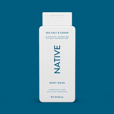 Native Body Wash for Men & Women Sea Salt & Cedar Sulfate Free 18 fl oz - New
