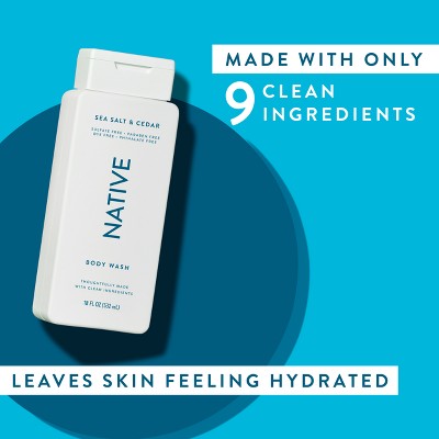 Native Body Wash for Men & Women Sea Salt & Cedar Sulfate Free 18 fl oz - New