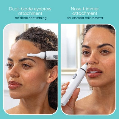 Conair Girlbomb Wet and Dry Cordless Rechargeable Face Shaver with Nose, Ear, Eyebrow and Bikini Trimmer Attachments Set 6pc - New