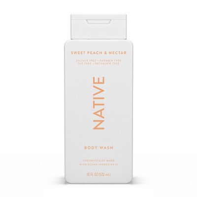 Native Body Wash for Women & Men Sweet Peach & Nectar Sulfate Free 18 fl oz - Imperfect Container