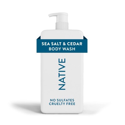 Native Body Wash for Men & Women Sea Salt & Cedar Sulfate Free with Pump 36 fl oz - Imperfect Container