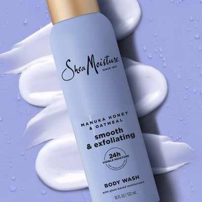 SheaMoisture Body Wash Smooth & Exfoliating Manuka Honey & Oatmeal with Plant-Based Moisturizers 18 fl oz - Imperfect Container