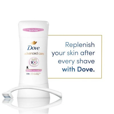 Dove Beauty Advanced Care Clear Finish 72-Hour Women's Antiperspirant & Deodorant Stick 2.6oz - New