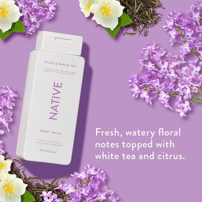 Native Body Wash for Women &  Men Lilac & White Tea Sulfate Free 18 fl oz - New