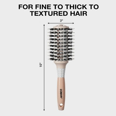 Conair Ceramic Wood Vented Boar Bristle Round Hair Brush Large Barrel All Hair - Imperfect Box