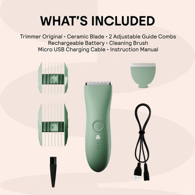 Meridian Trimmer Original Pubic &#38; Body Hair Trimmer for Men &#38; Women, Below-the-Belt Groomer, Ball Trimmer, Bikini Trimmer - Sage