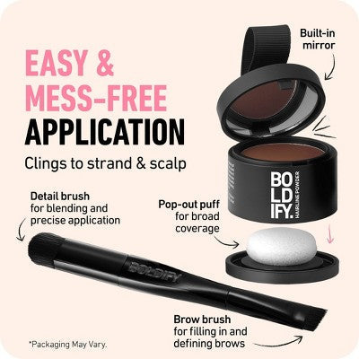 BOLDIFY Root Touch Up Powder with Brush, Covers Thinning Hair & Grays, Water-Resistant Light Blonde - Imperfect Container