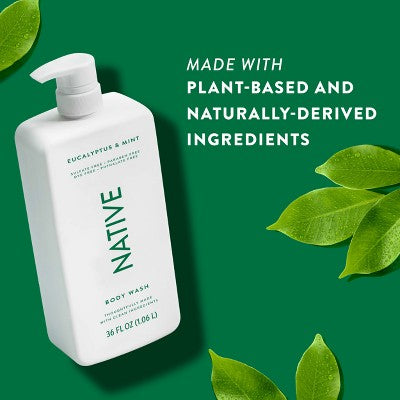 Native Body Wash for Men & Women - Eucalyptus & Mint Sulfate Free with Pump 36 fl oz - Imperfect Container