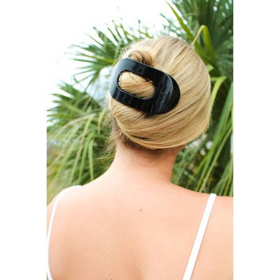 TELETIES Medium Flat Round Hair Clip Jet Black - New