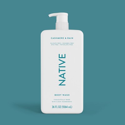 Native Body Wash for Women & Men Cashmere & Rain Sulfate Free with Pump 36 fl oz - New