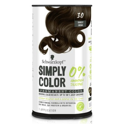 Schwarzkopf Simply Color Hair Color 3.0 Darkest Brown 5.7 fl oz - Imperfect Box
