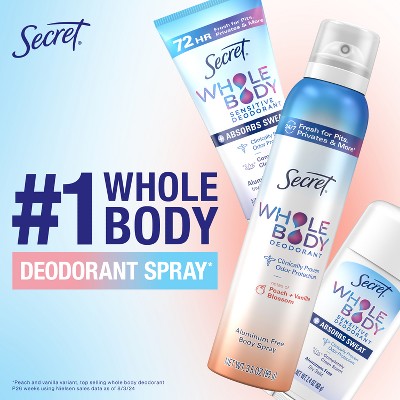 Secret Whole Body Deodorant Spray Lilac & Waterlily Aluminum-Free 3.5oz - New