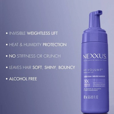 Nexxus Hy-Volume Leave-In Cloud Foam Hair Mousse with Collagen Protein & Hyaluronic Acid 5.5 fl oz - New