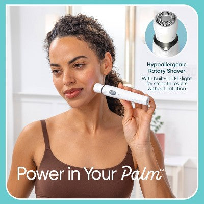 Conair Girlbomb Wet and Dry Cordless Rechargeable Face Shaver with Nose, Ear, Eyebrow and Bikini Trimmer Attachments Set 6pc - Imperfect Box