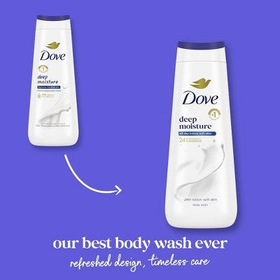 Dove Deep Moisture Body Wash Nourishes the Driest Skin 24hr Lotion-Soft Skin 20 fl oz - Imperfect Container