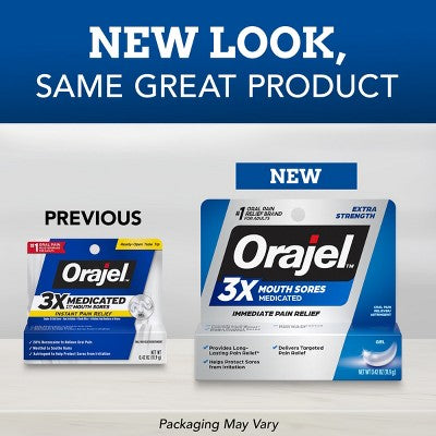 Orajel 3x Medicated Mouth Sores Gel 0.42oz - New