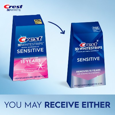 Crest 3D Whitestrips Sensitive White At-home Teeth Whitening Kit 14 Treatments - Imperfect Box