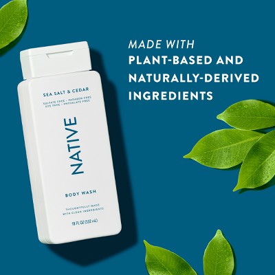 Native Body Wash for Men & Women Sea Salt & Cedar Sulfate Free 18 fl oz - New