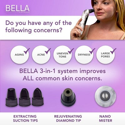 Spa Sciences BELLA 3-in-1 Diamond Tip Microdermabrasion System, with Nano Mist; Pore Extraction - Imperfect Box