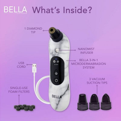 Spa Sciences BELLA 3-in-1 Diamond Tip Microdermabrasion System, with Nano Mist; Pore Extraction - Imperfect Box