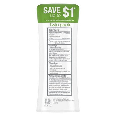 Dove Beauty Advanced Care Cool Essentials 72-Hour Women& Antiperspirant & Deodorant 2.6oz/2pk - New