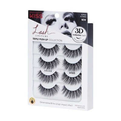 KISS Products Lash Couture 3D Push-Up False Eyelashes Babydoll 4ct - New