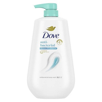 Dove Beauty Antibacterial Body Wash Pump 24hr Lotion Soft Skin 30.6 fl oz - New