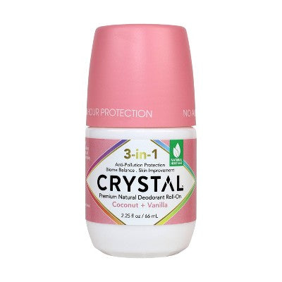 Crystal 3-in-1 Natural Mineral Roll-On Deodorant Coconut + Vanilla 2.25 fl oz - New