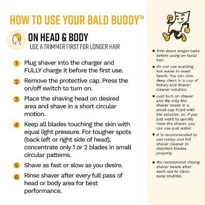 The Cut Buddy Bald Buddy Electric Cordless Head Shaver for Bald Men with Water Resistant Replaceable Head and Ergonomic Handle - Imperfect Box