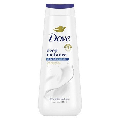 Dove Deep Moisture Body Wash Nourishes the Driest Skin 24hr Lotion-Soft Skin 20 fl oz - Imperfect Container